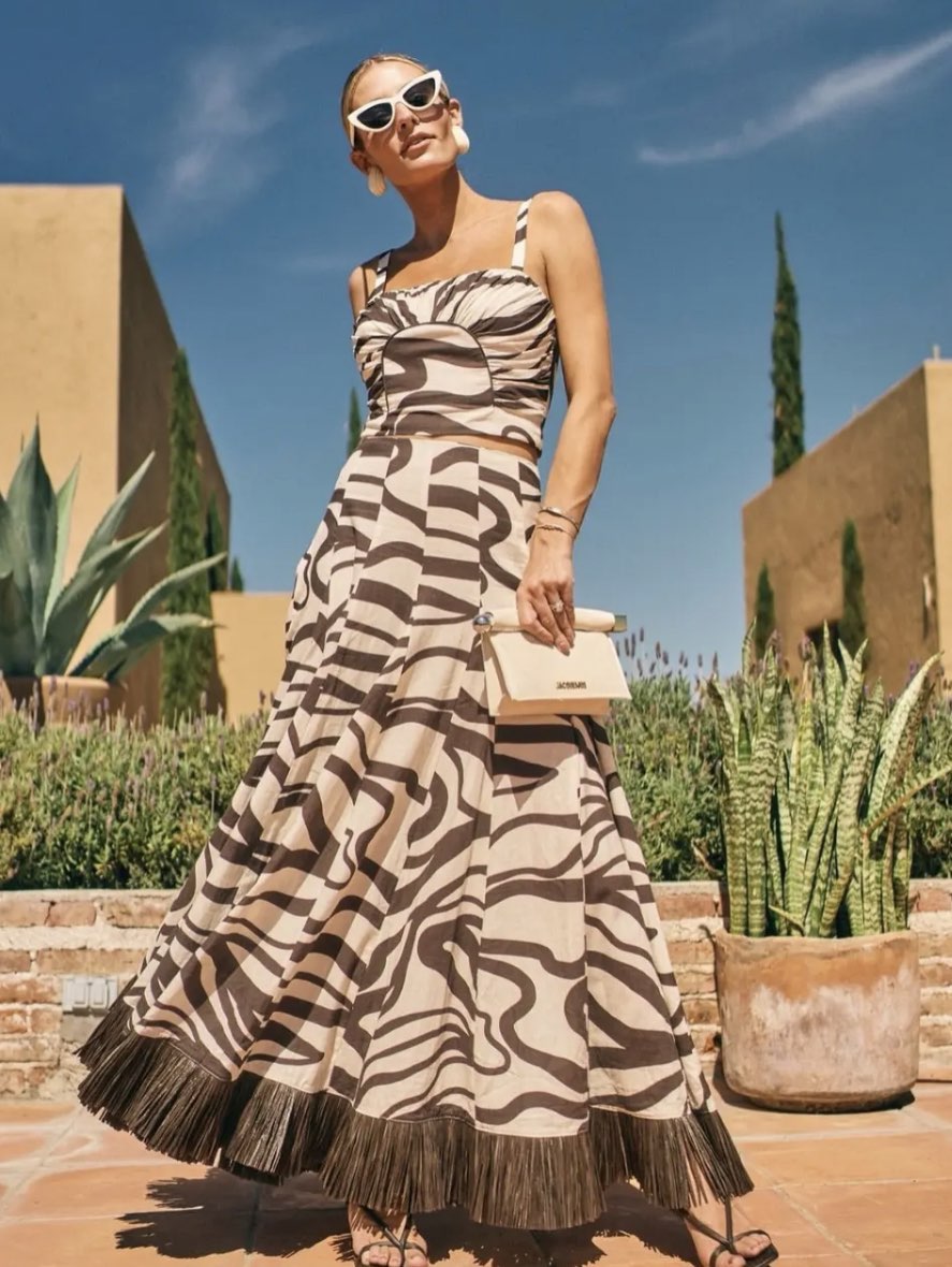 Abstract Print Maxi Skirt Set