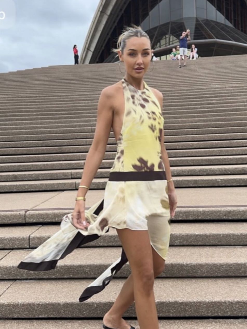 Yellow Floral Halter Dress