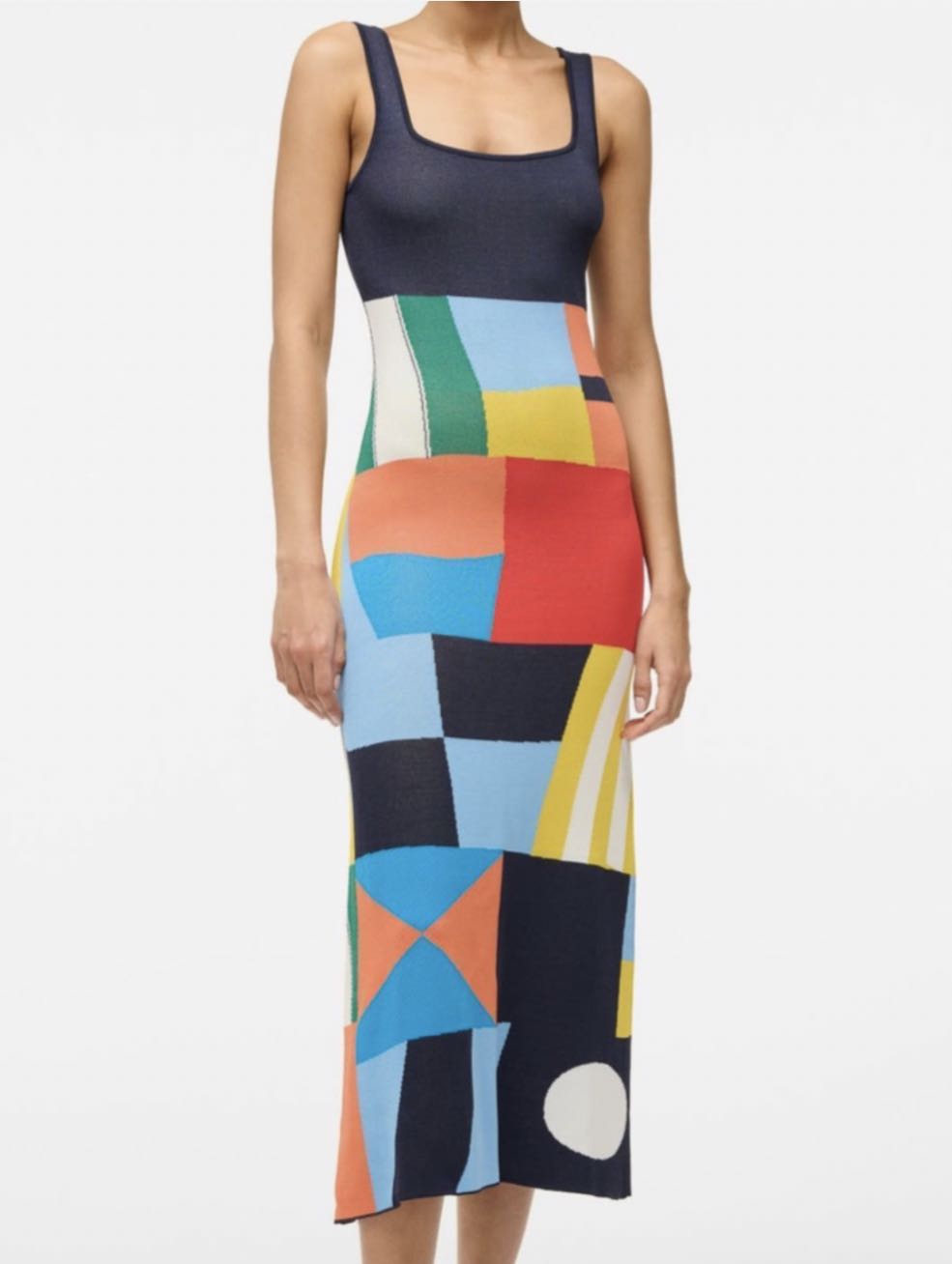 Staud Colorblock Knit Midi Dress