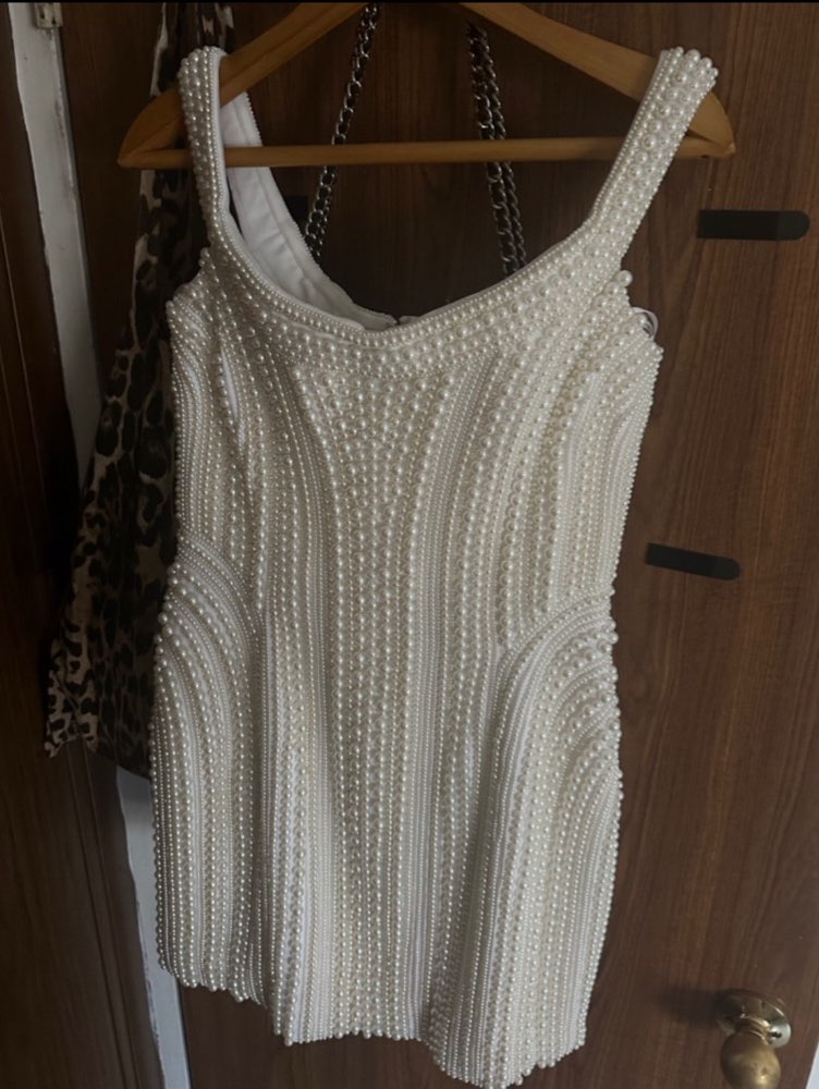 Pearl Embellished Mini Dress
