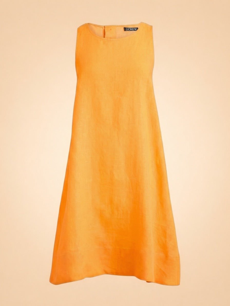 Orange Sleeveless Linen Midi Dress