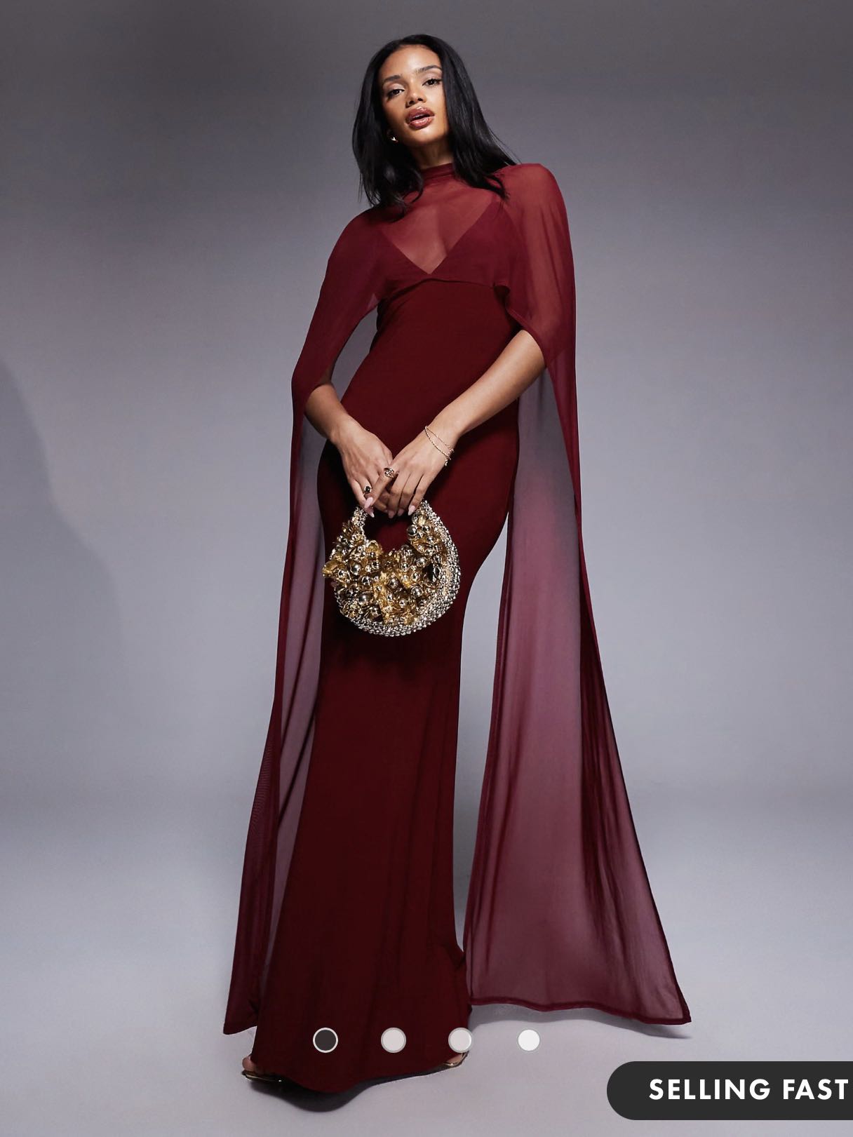 Long Cape Red Dress
