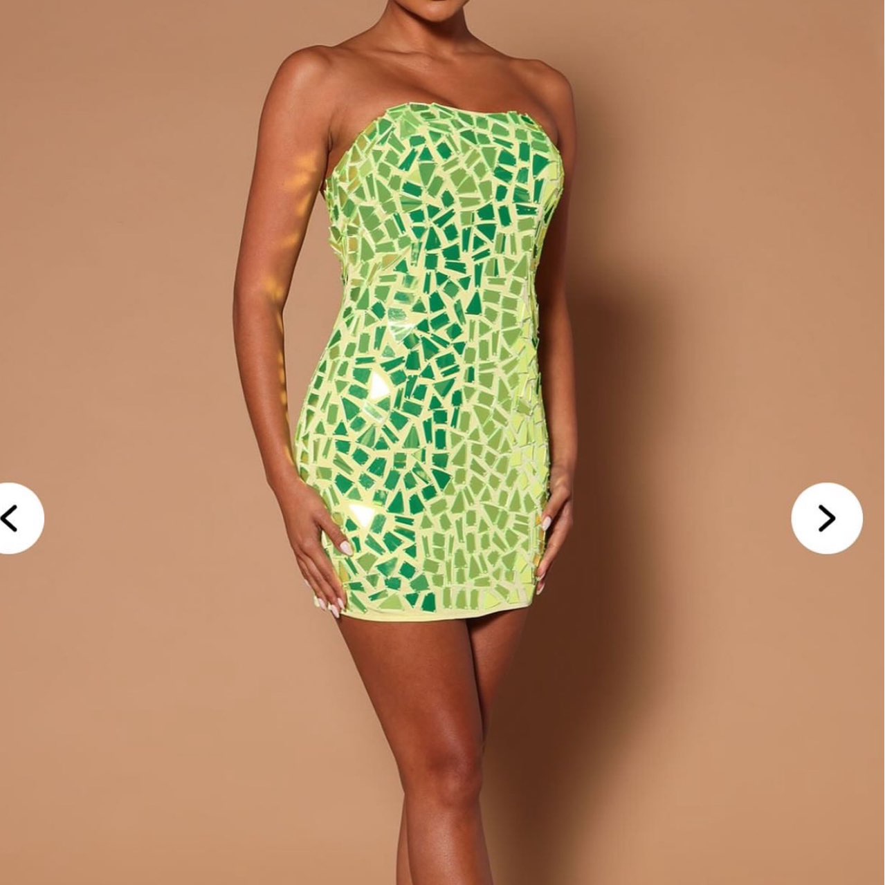 Luxe Green Mosaic Sequin Strapless Mini Dress