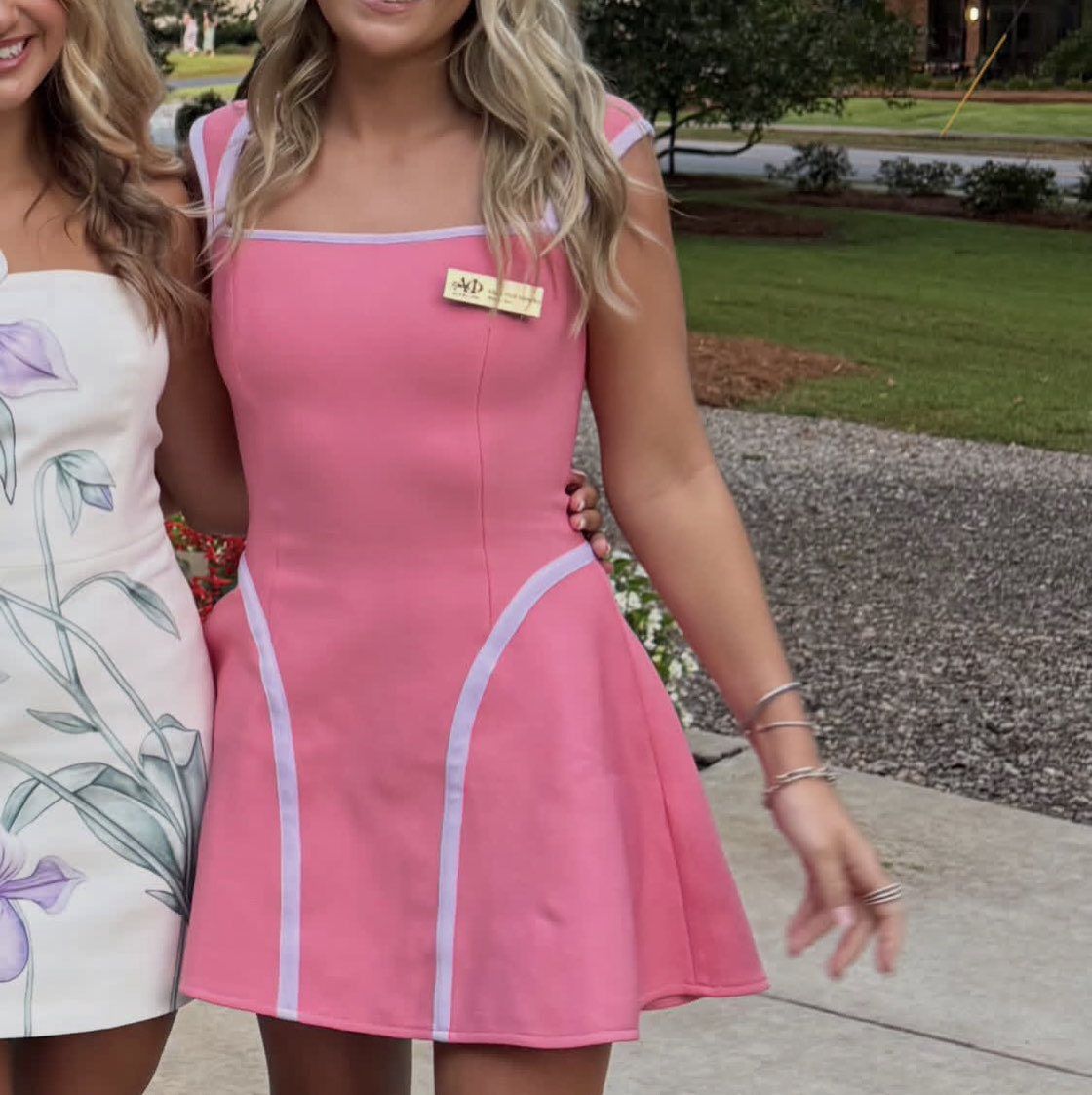 Pink Mini Dress with Lavender Trim