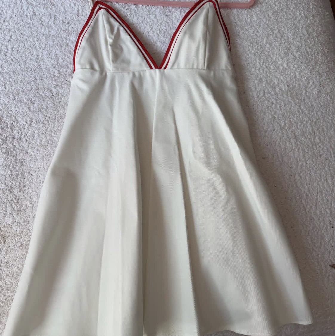 White Mini Dress with Red Trim