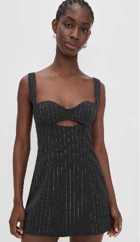 Pinstripe Cutout Mini Dress