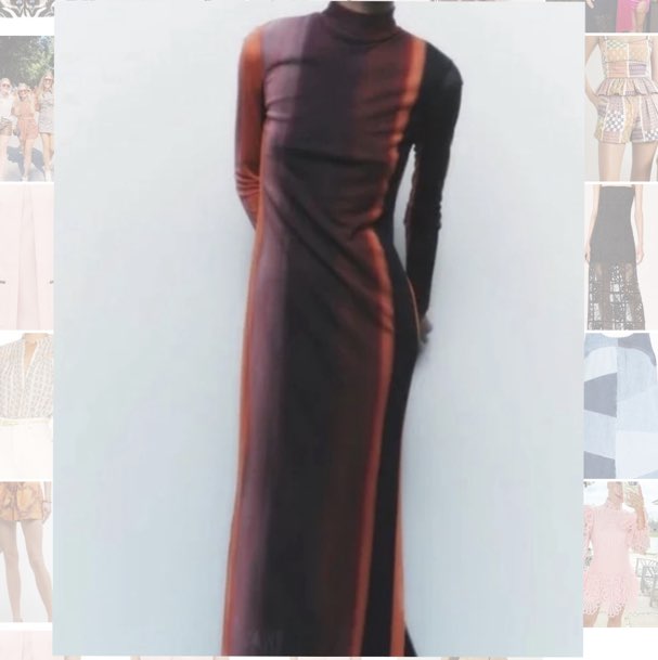 Zara Multi-Color Gradient High-Neck Maxi Dress