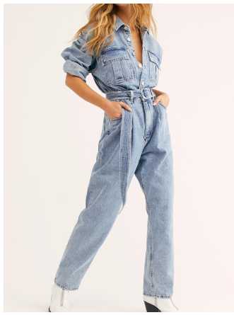Light Wash Denim Utility Jumpsuit