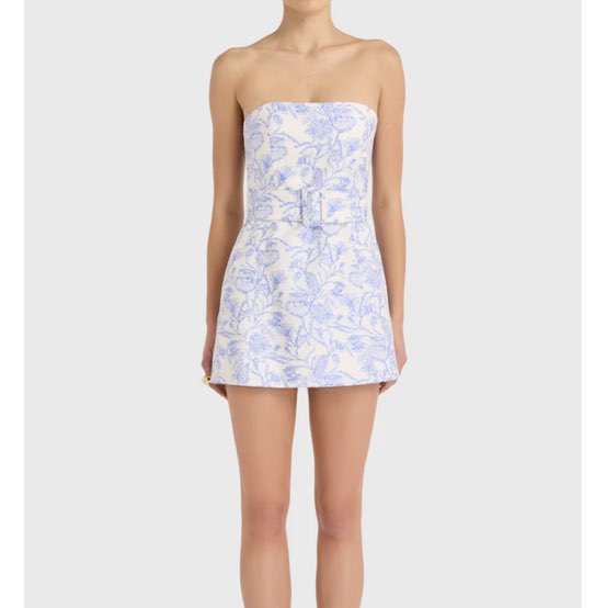 Amanda Uprichard mini blue and white dress with belt