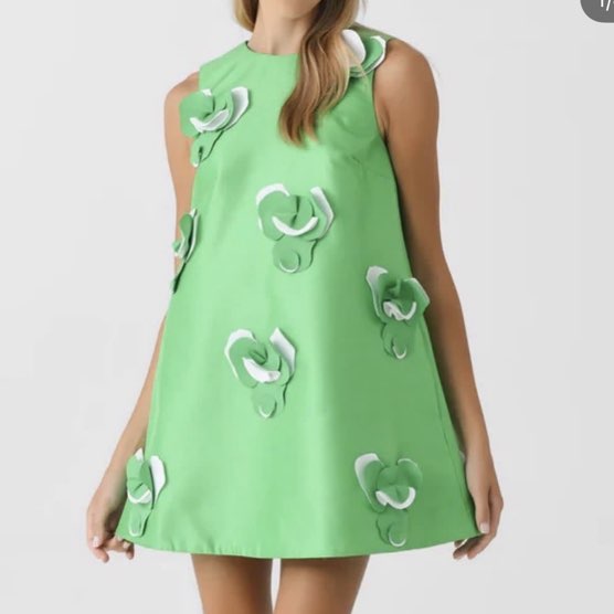 Acler Lime Green 3D Floral A-Line Mini Dress