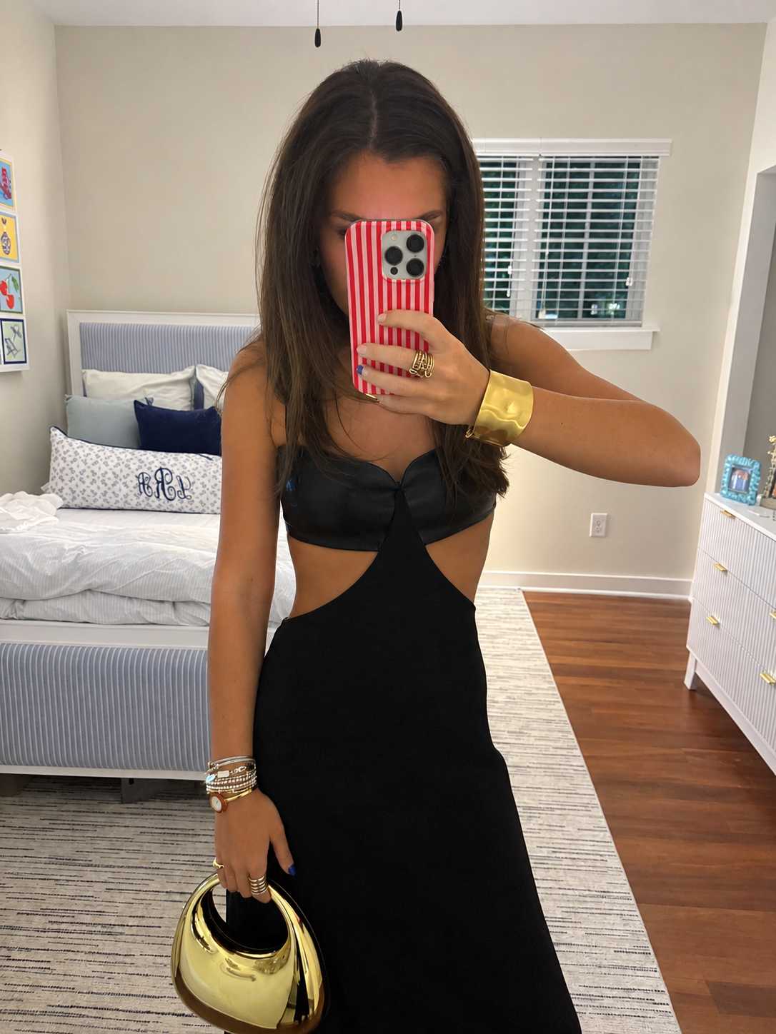 Alexis Black Patent Bustier Cutout Maxi Dress