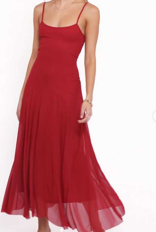 Red Spaghetti Strap Maxi Dress