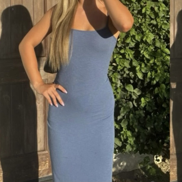 Aerie Slate Blue Spaghetti Strap Maxi Dress