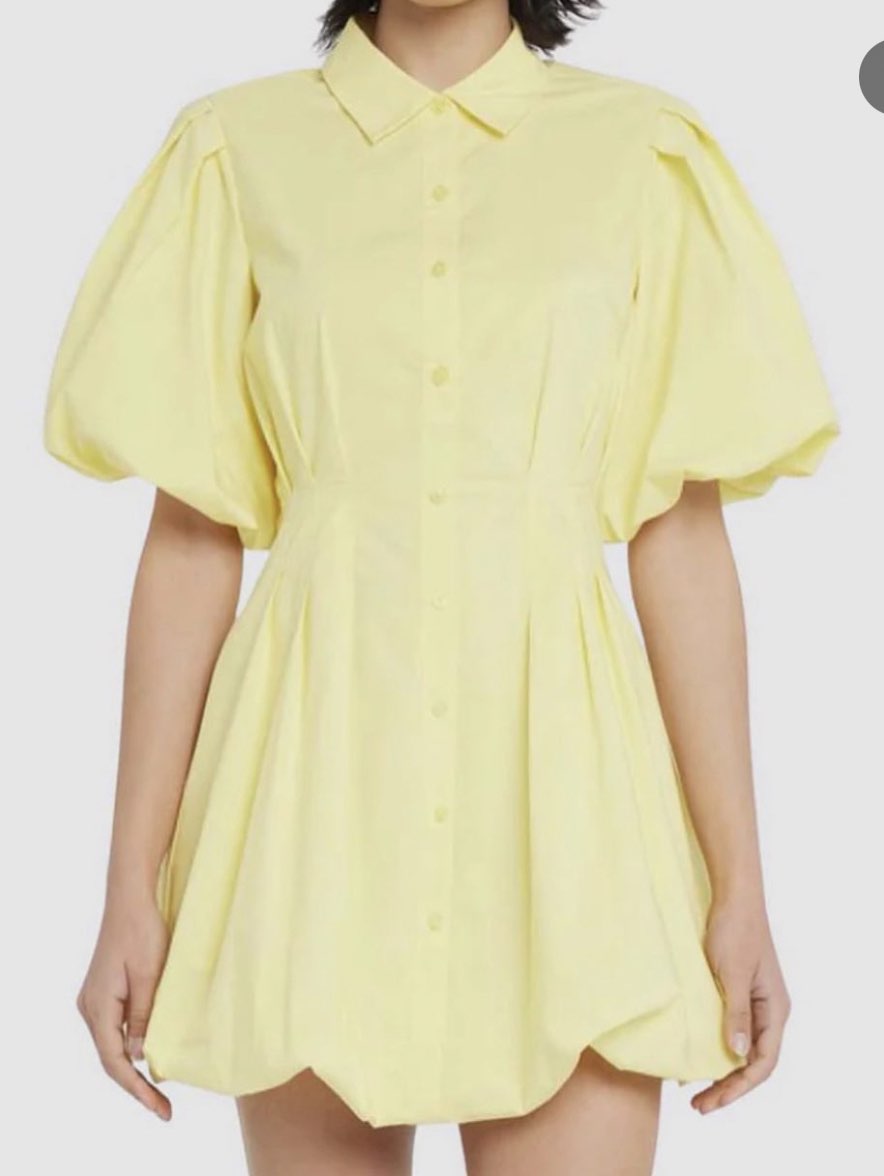 Yellow Puff Sleeve Mini Dress