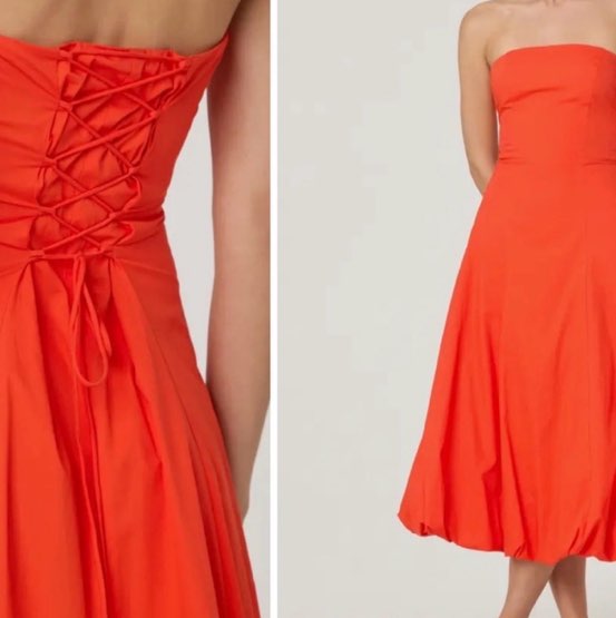 ASTR the label orange midi bubble dress