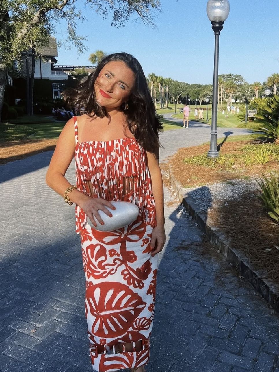 Alexis Red Palm Tree Print Set
