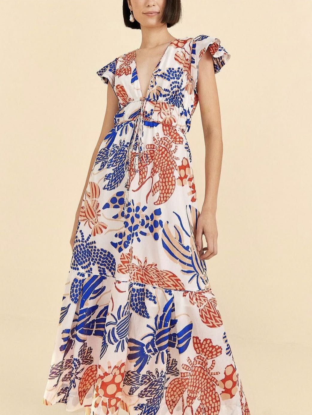 From Rio Orange and blue midi dress