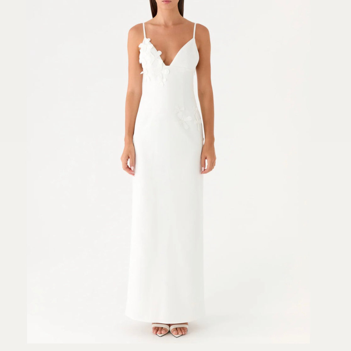 Peppermayo White flower appliqué maxi