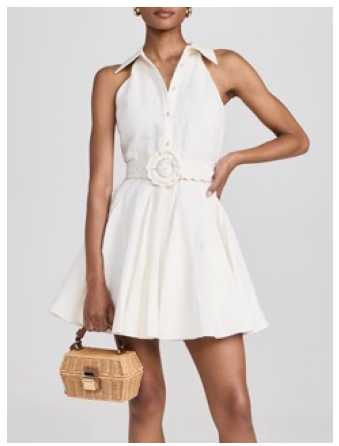 Cream Collared Halter Mini Dress with Scalloped Belt