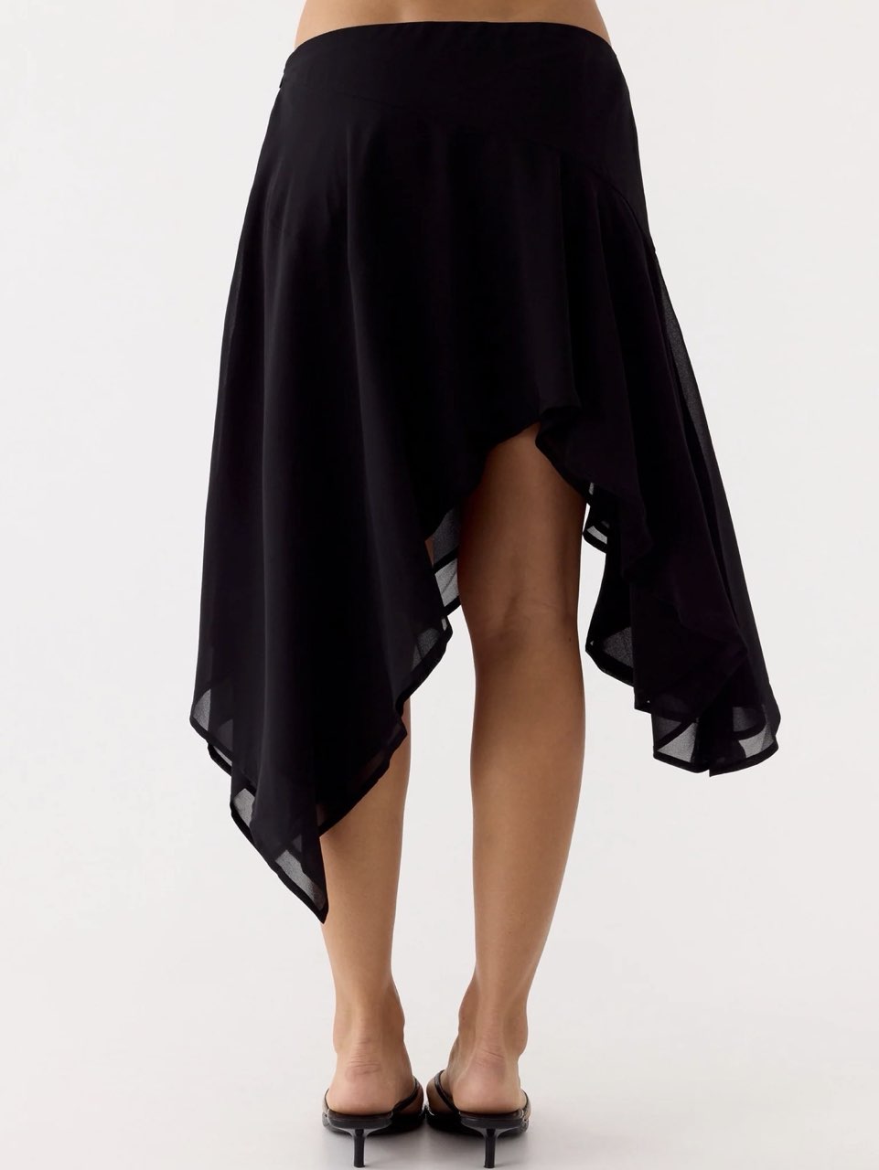 Black Asymmetrical Midi Skirt