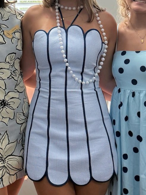 Scalloped Seersucker Mini Dress