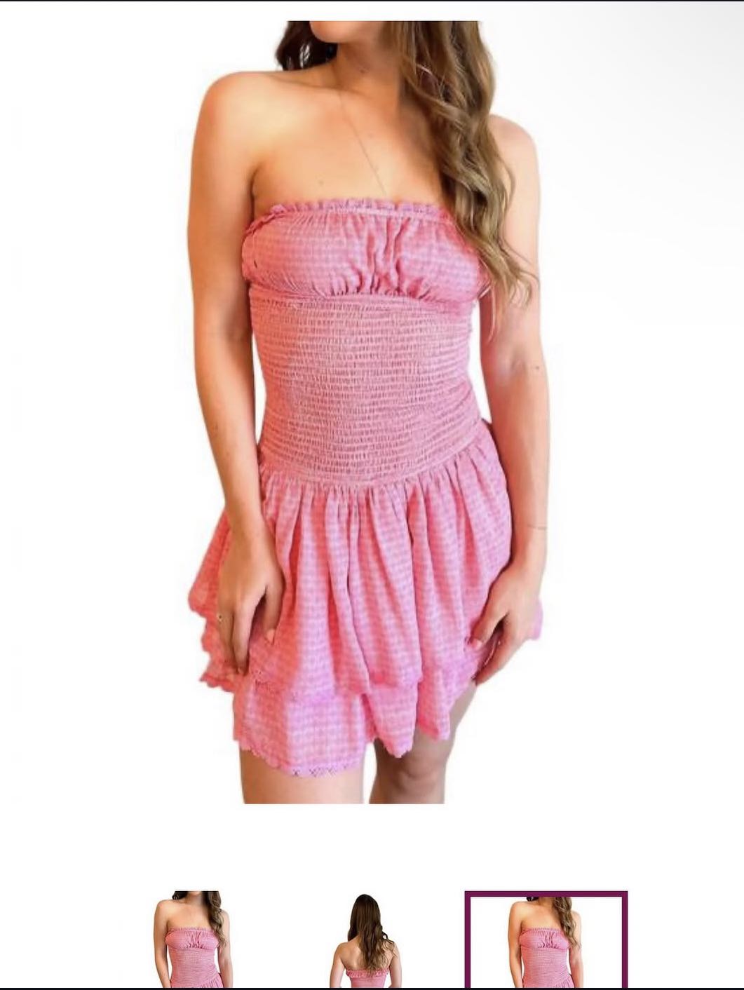 Pink Strapless Ruffled Mini Dress