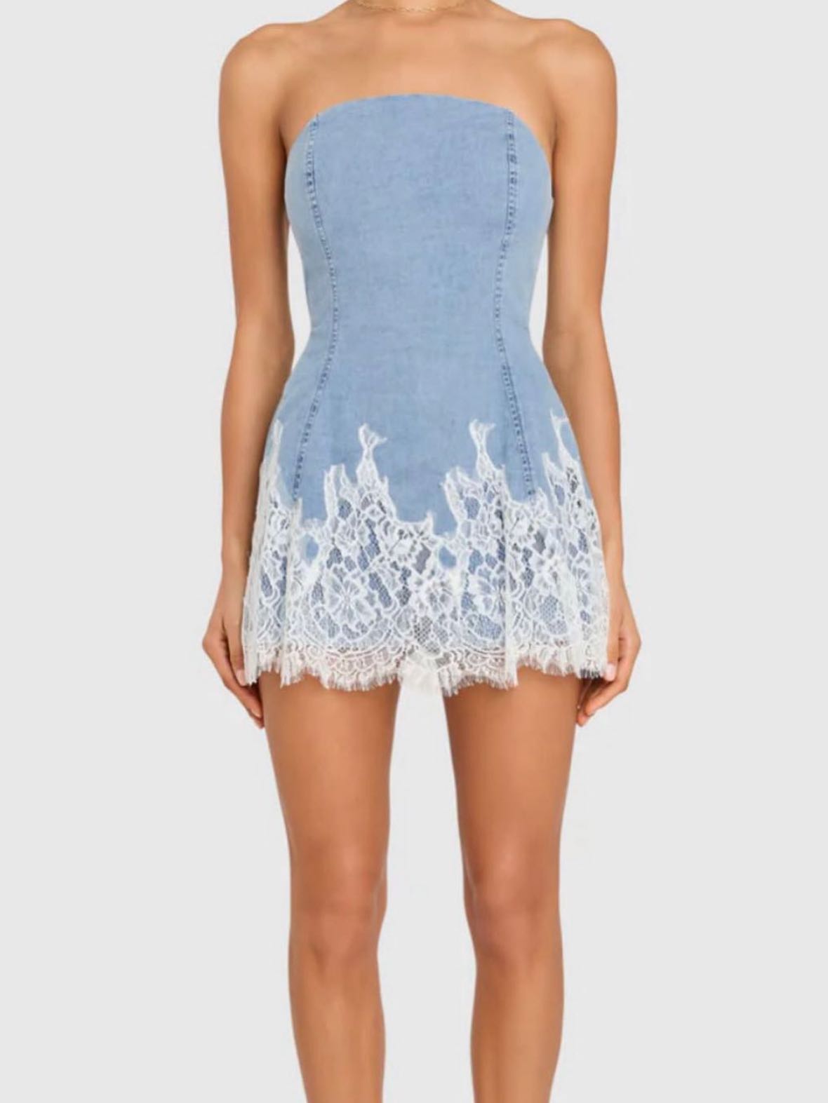 Denim and Lace Romper