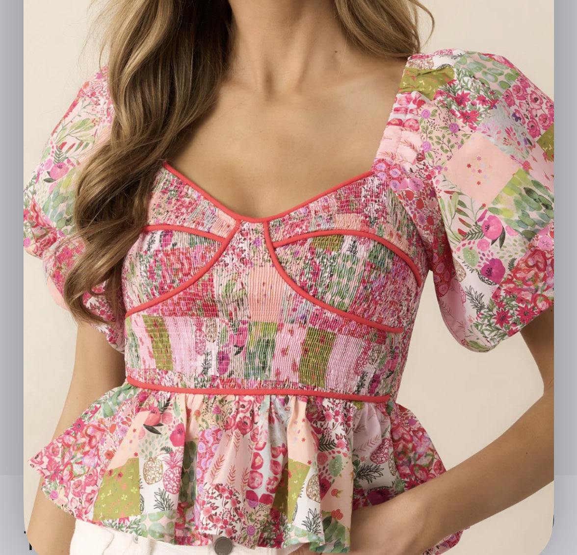 Floral Patchwork Peplum Top