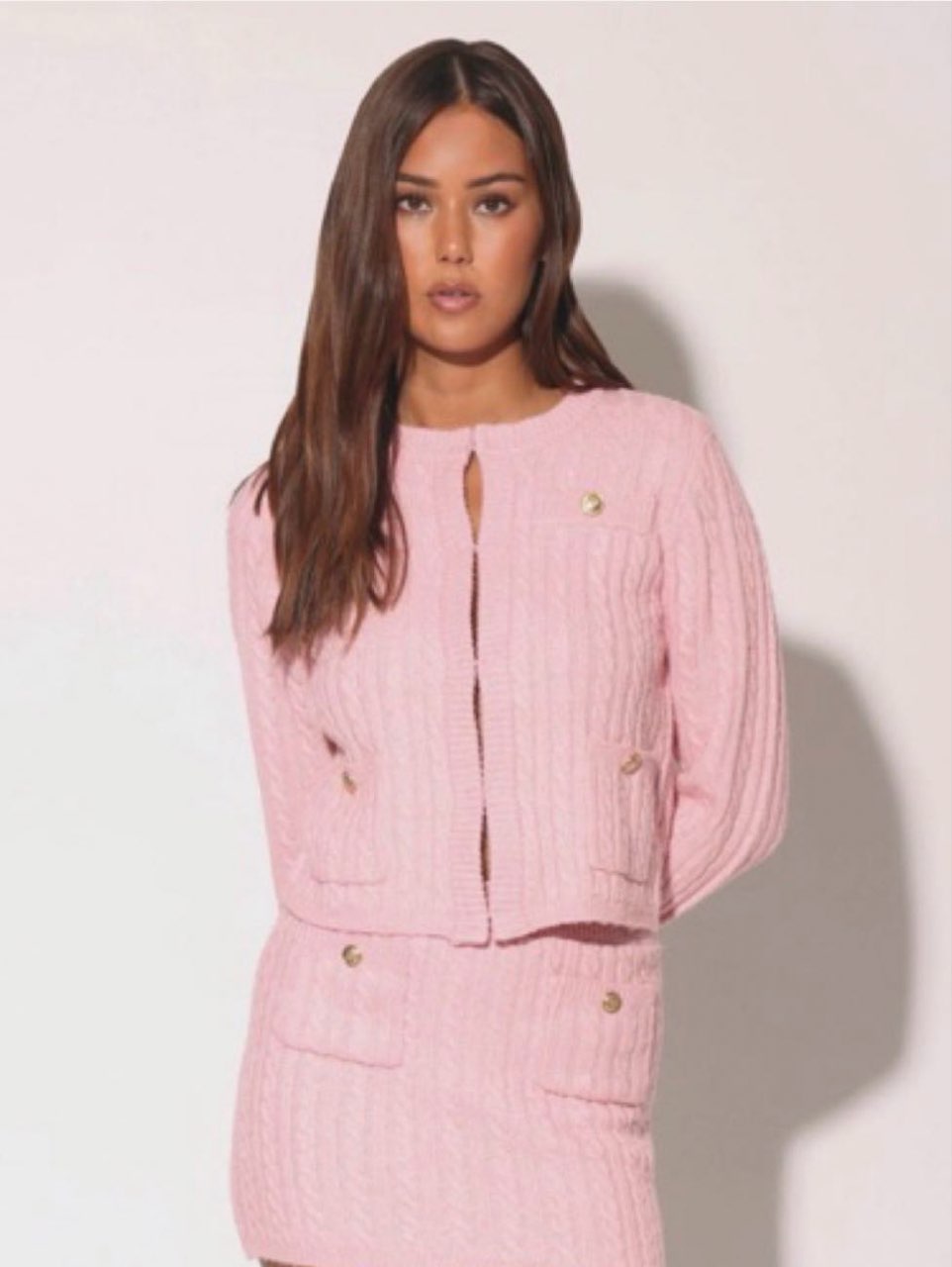 Pink Cable Knit Set