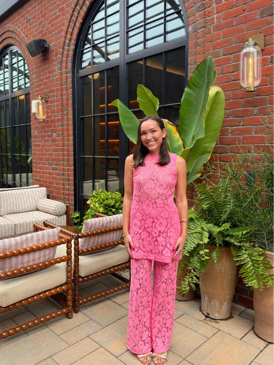 Hot Pink Lace Two-Piece Set