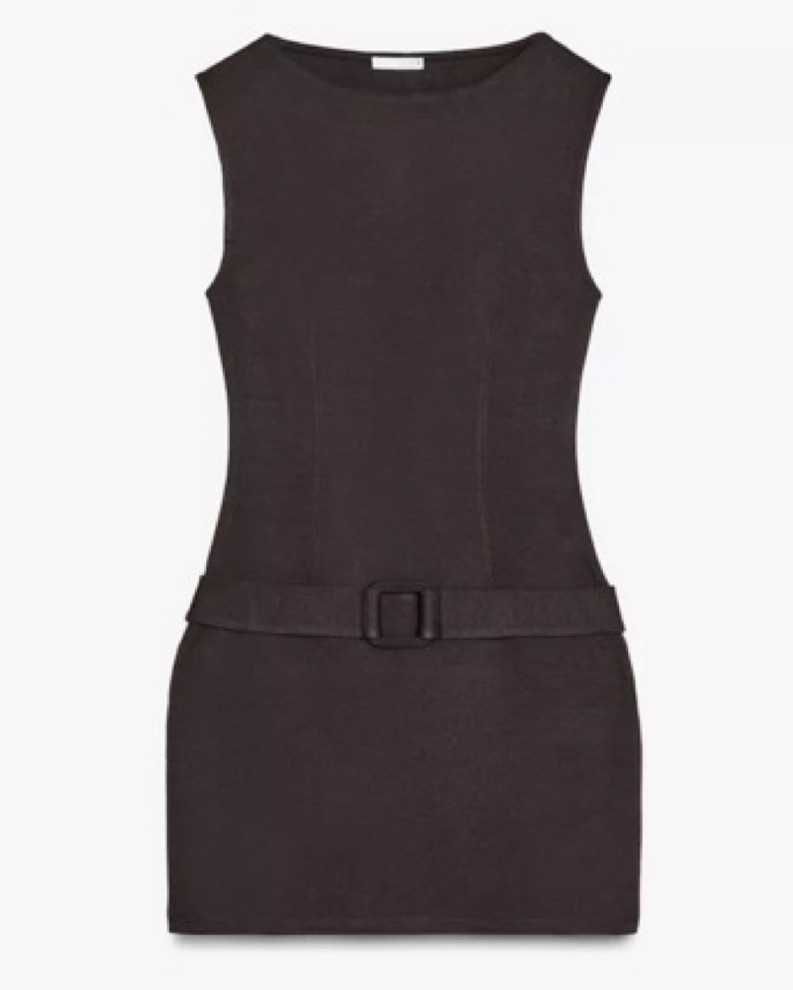 ZARA Dark Brown Sleeveless Belted Mini Dress