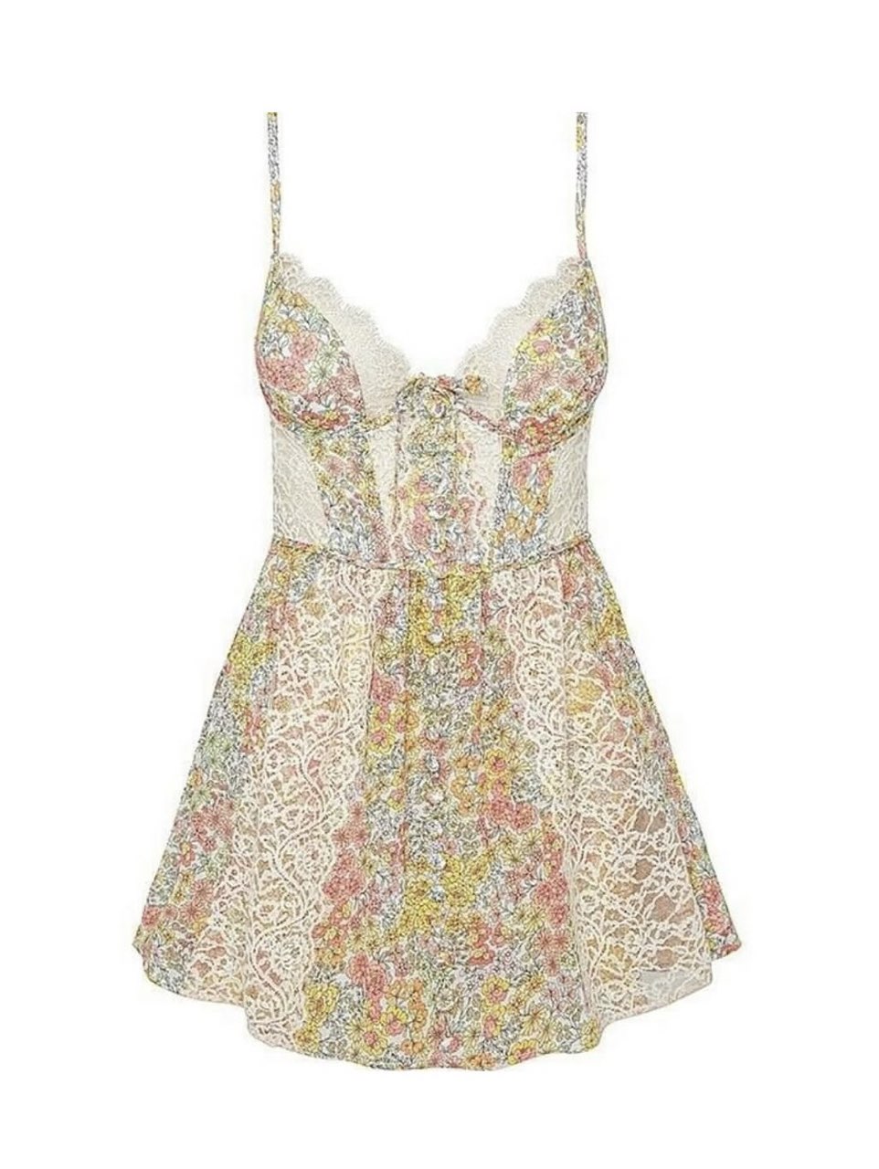 Floral Lace Bustier Mini Dress