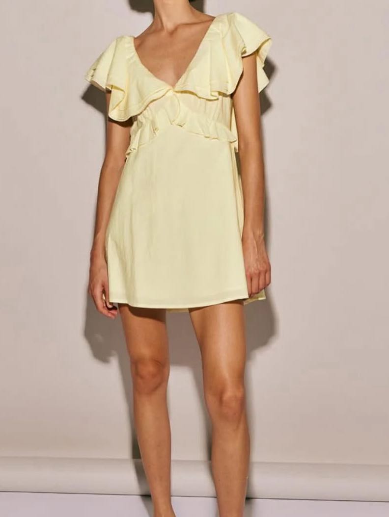 VRG GRL Yellow Ruffle Mini Dress