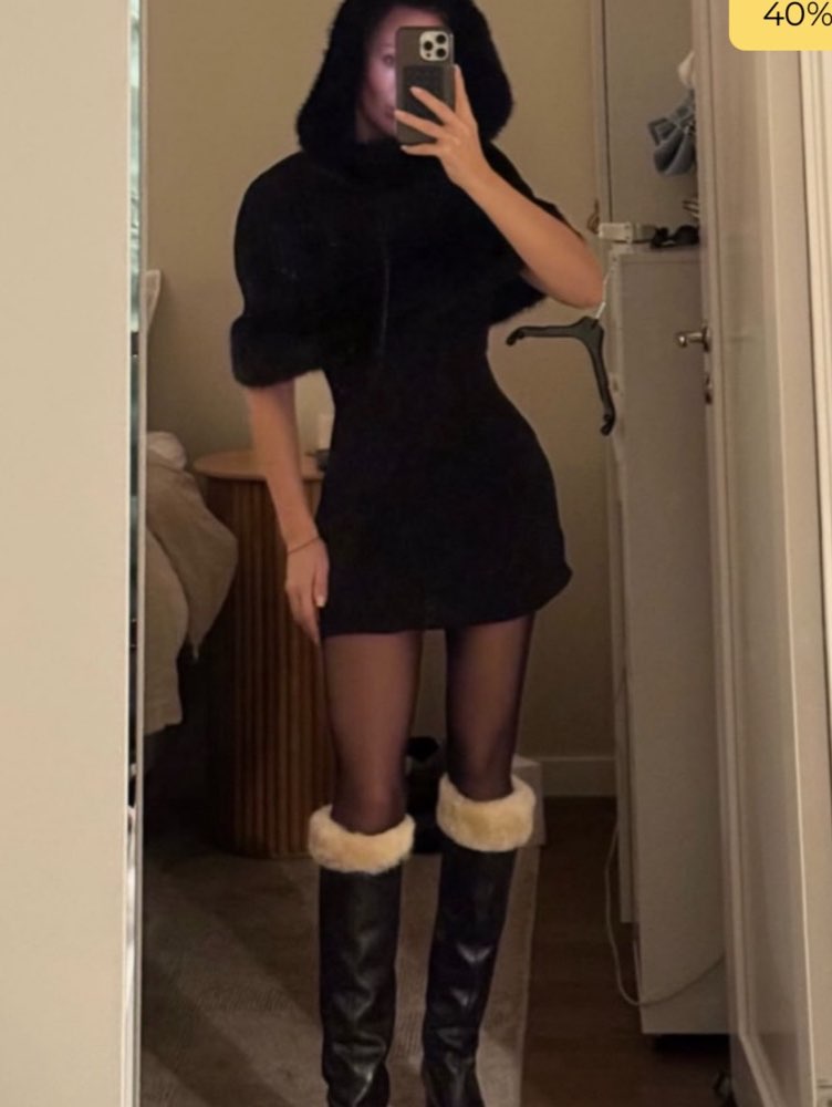 Black Puff Sleeve Mini Dress