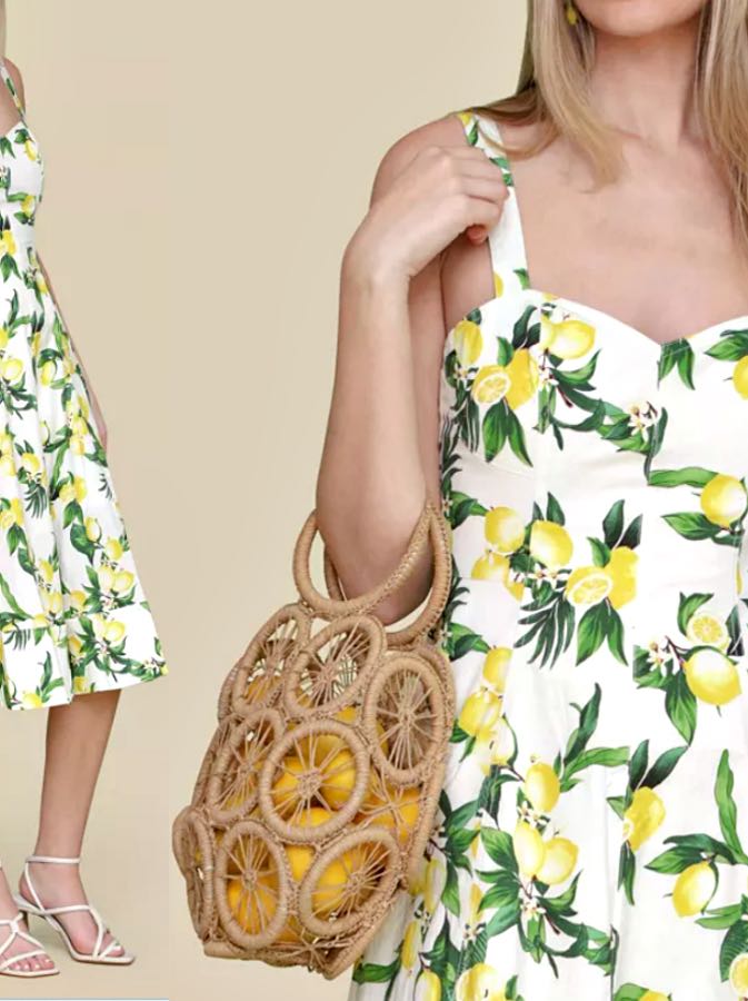 Lemon Print Midi Dress