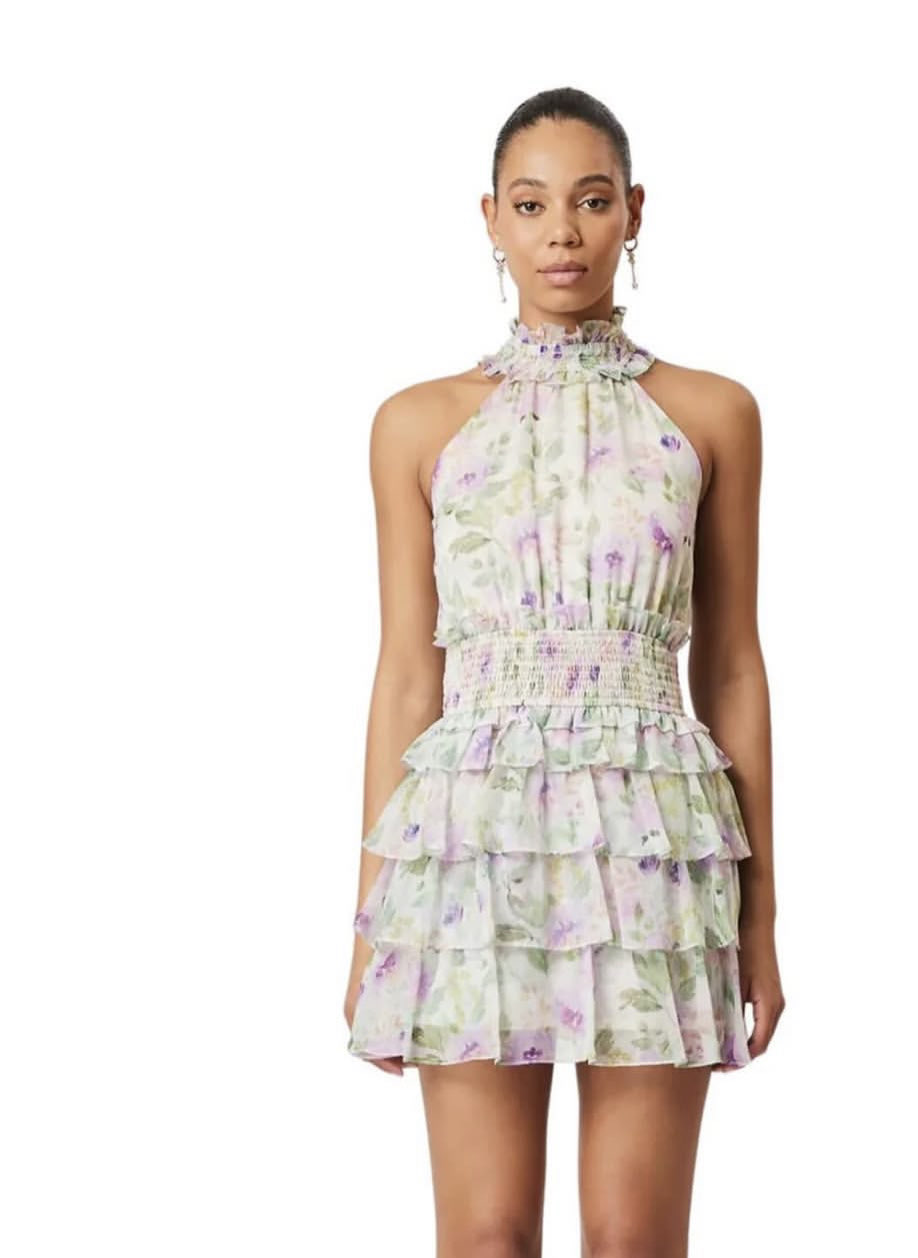Floral Ruffled Halter Dress