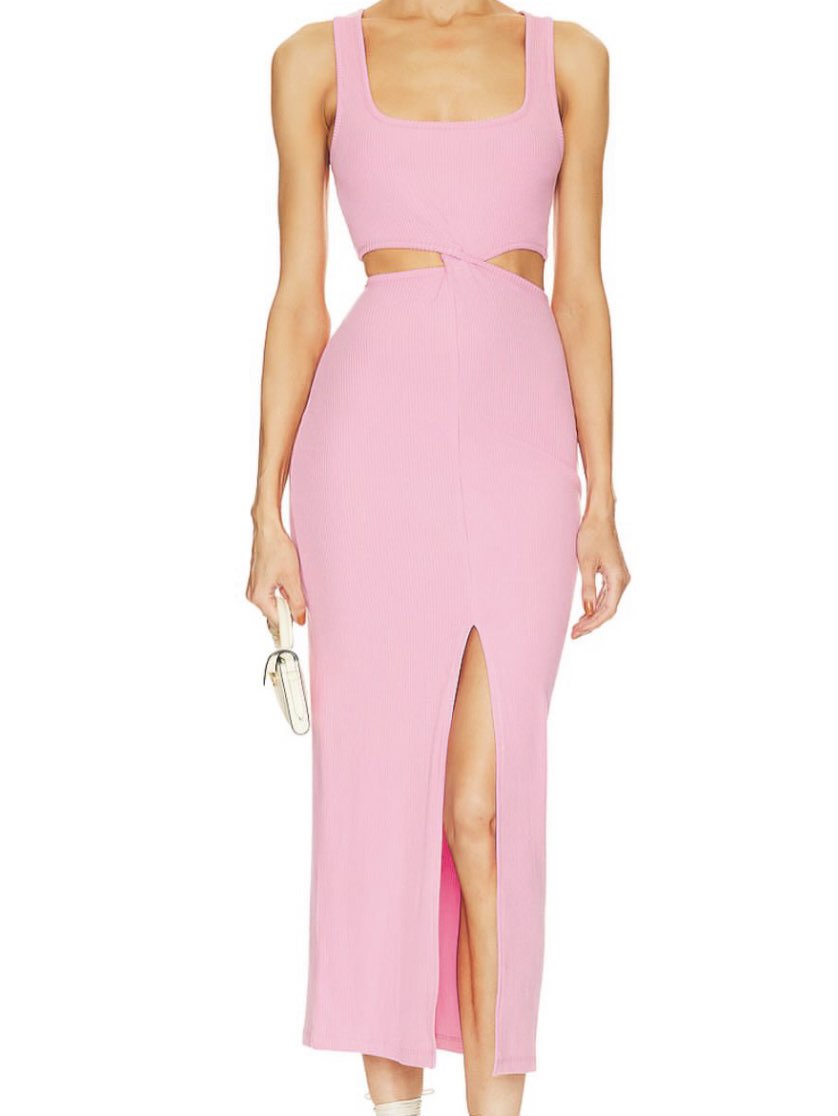 Pink Cut-Out Midi Dress