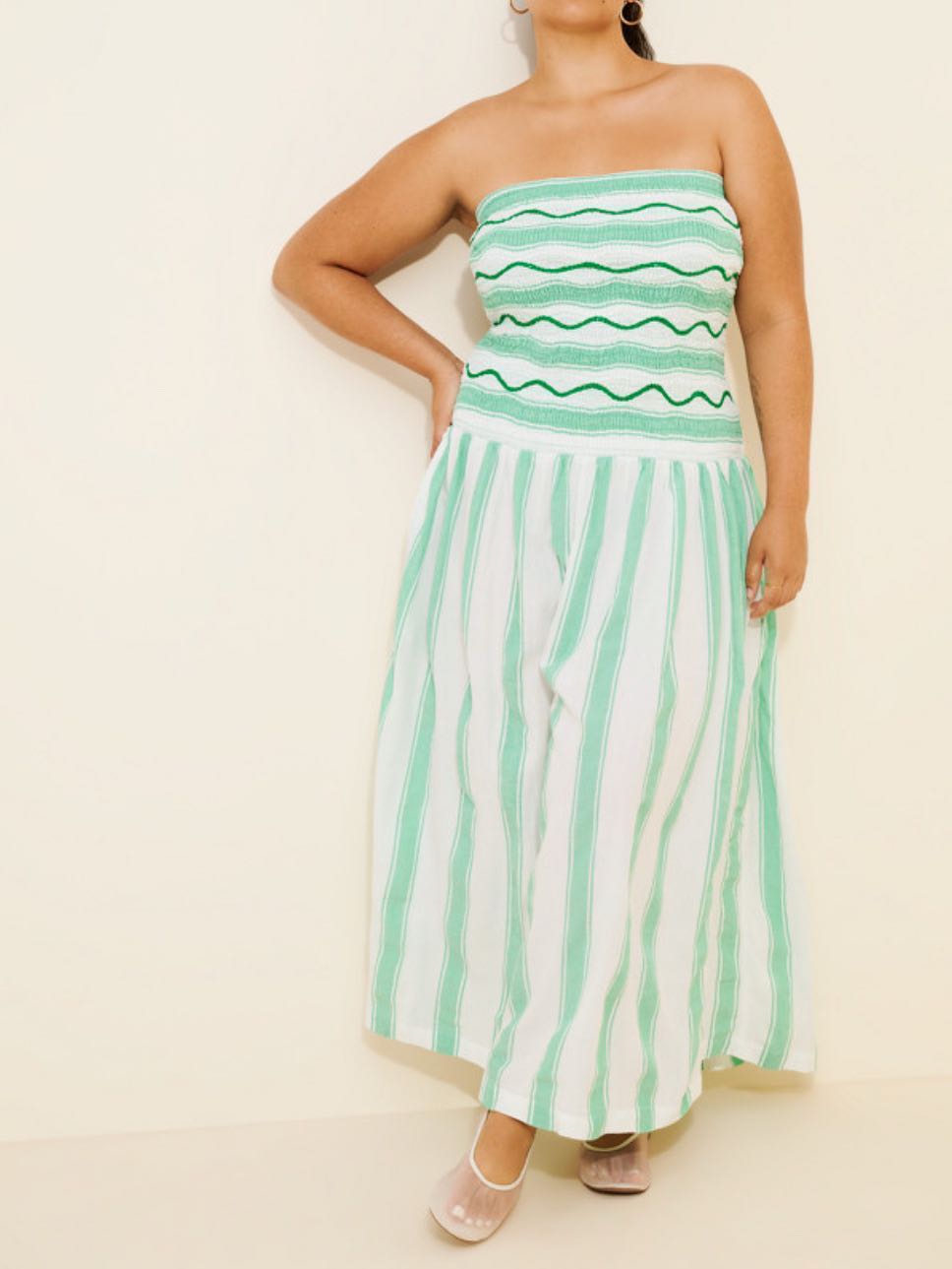 Cabana Waves Strapless Smocked Dress