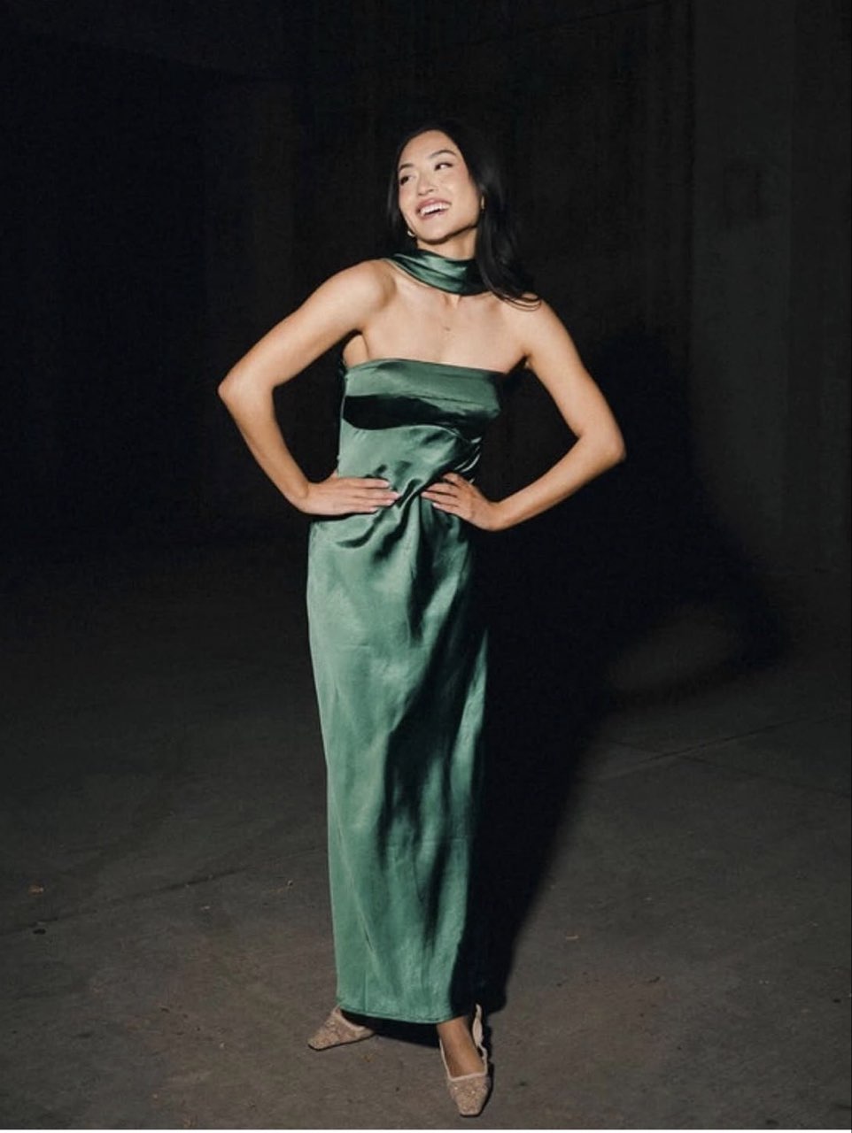 nikki halter satin maxi dress