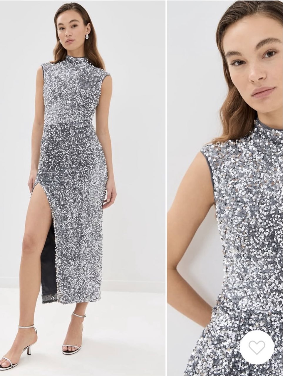 Silver Sequin Midi Dress