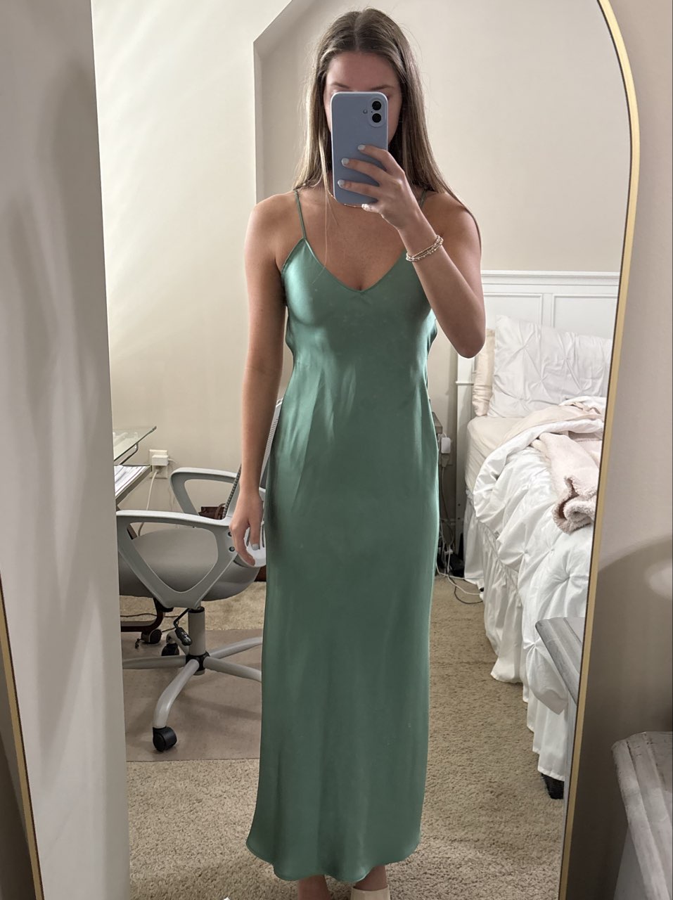 Green slip dress