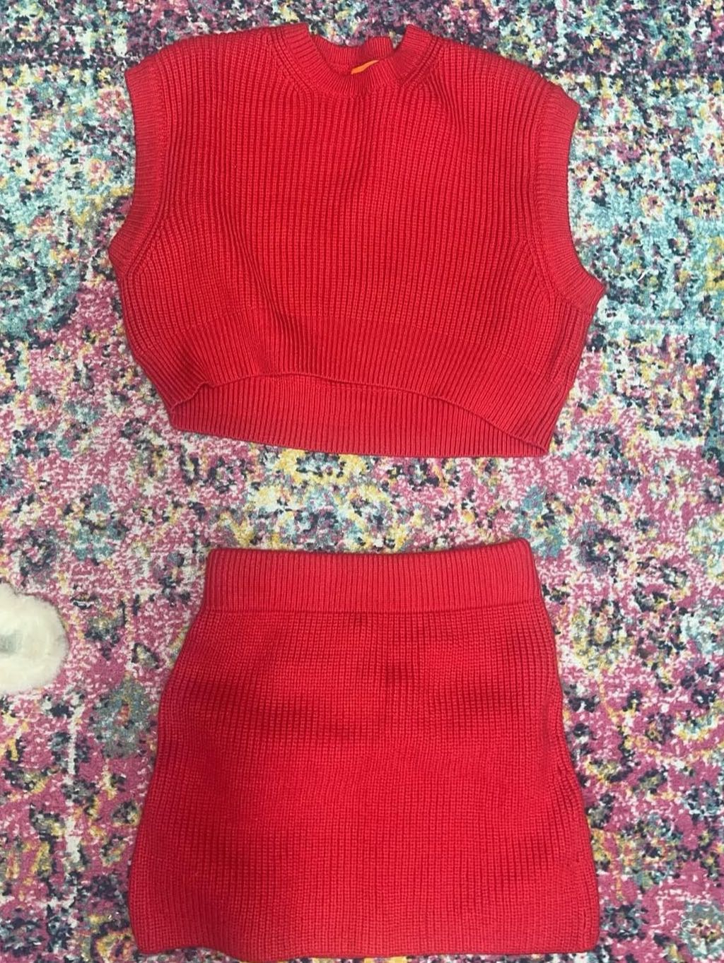 Red Two Piece Sweater Set