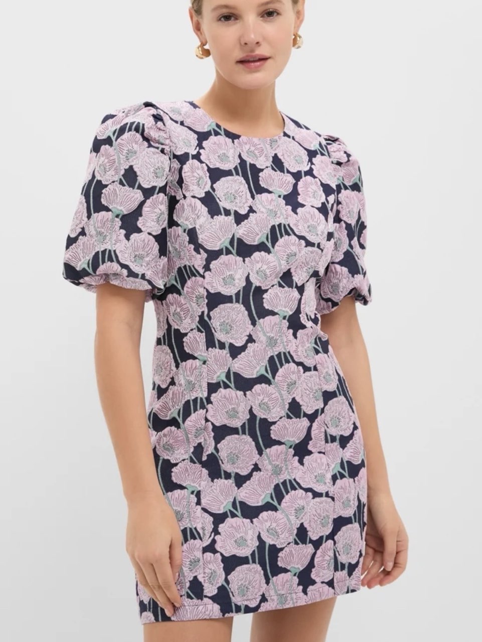 Tuckernuck Pink & Navy Floral Jacquard Minetta Mini Dress