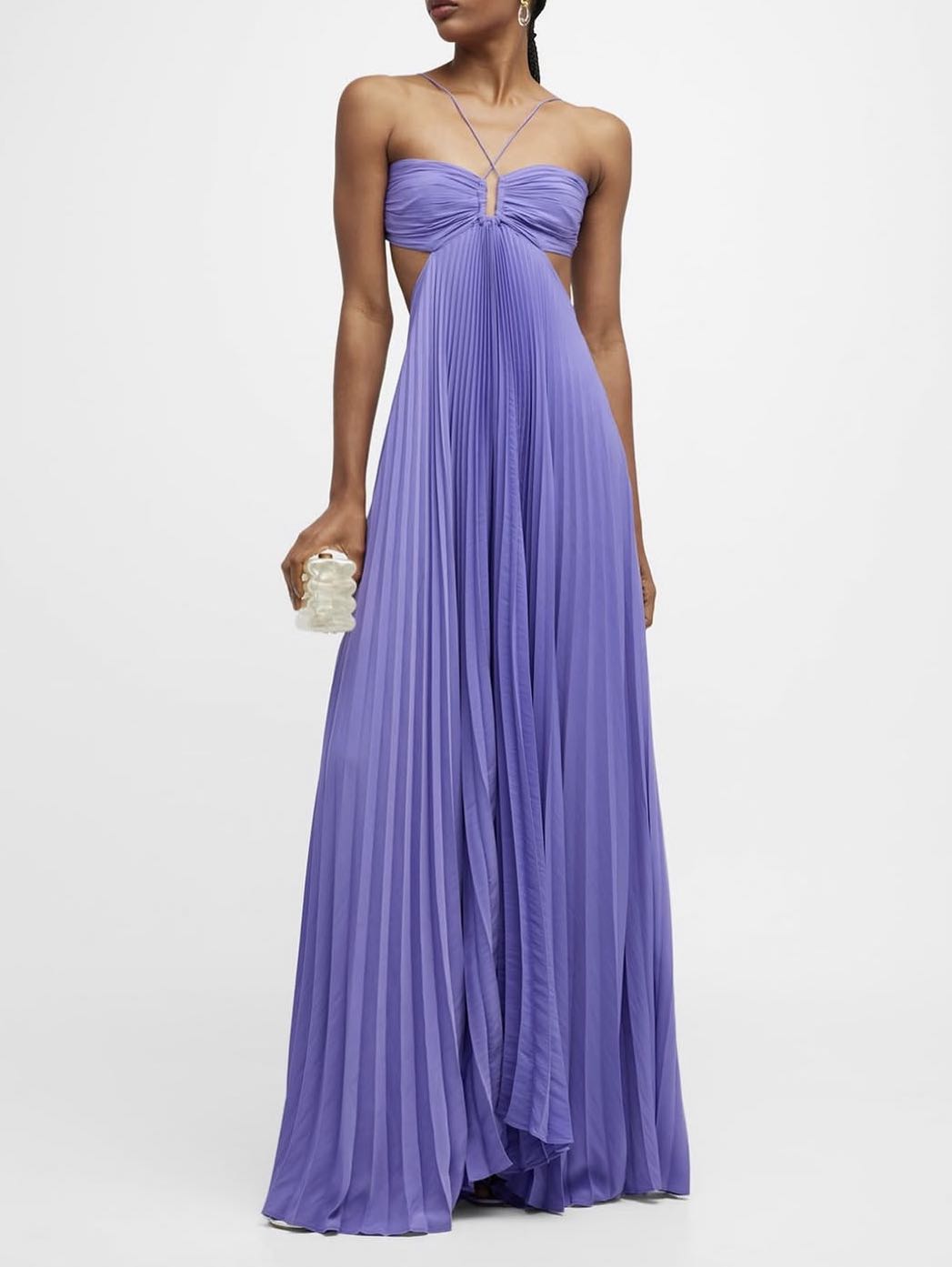 Pleated halter maxi