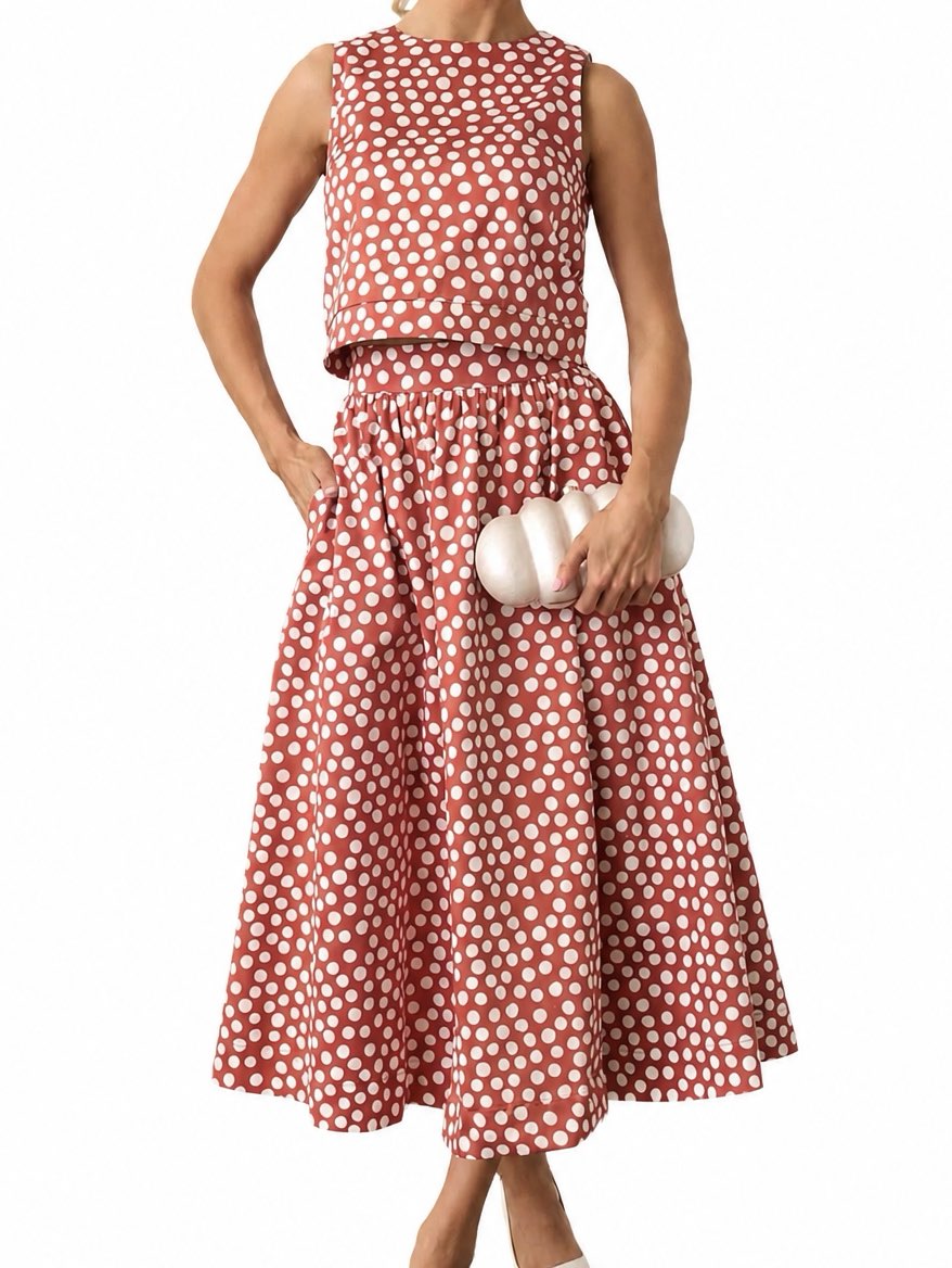 Red and white polka dot set