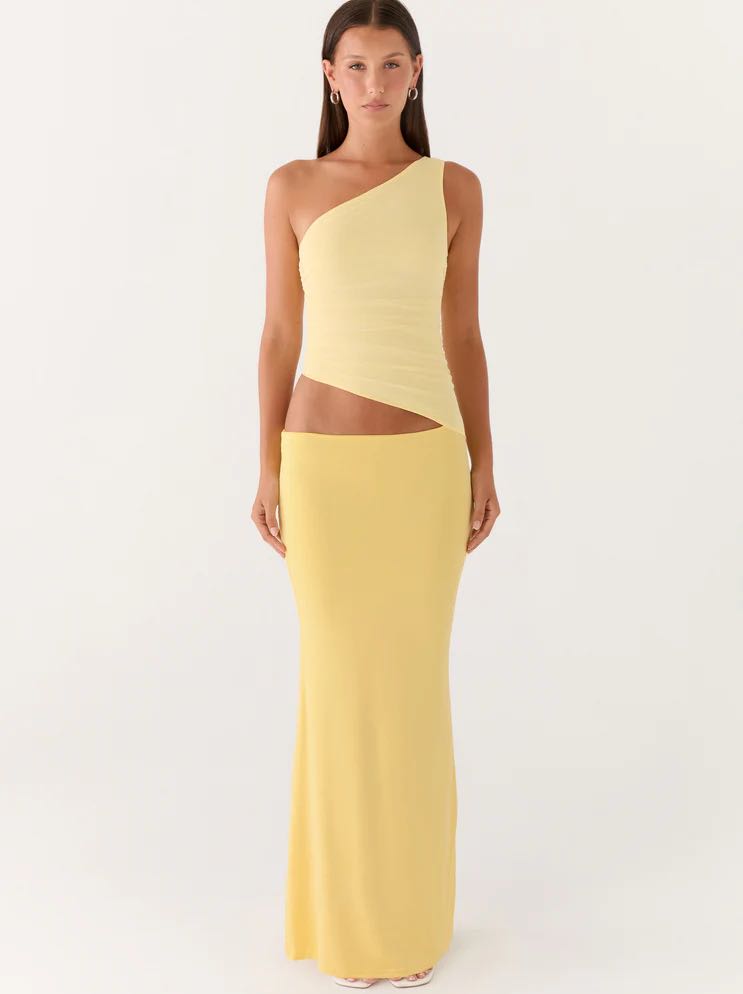 Yellow One-Shoulder Cutout Dress