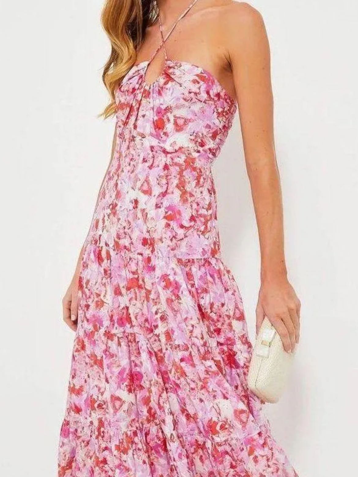 Fuschia Brushstrokes Aurora Midi Dress
