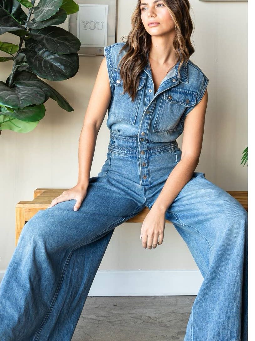 Free People Denim Jumpsuit