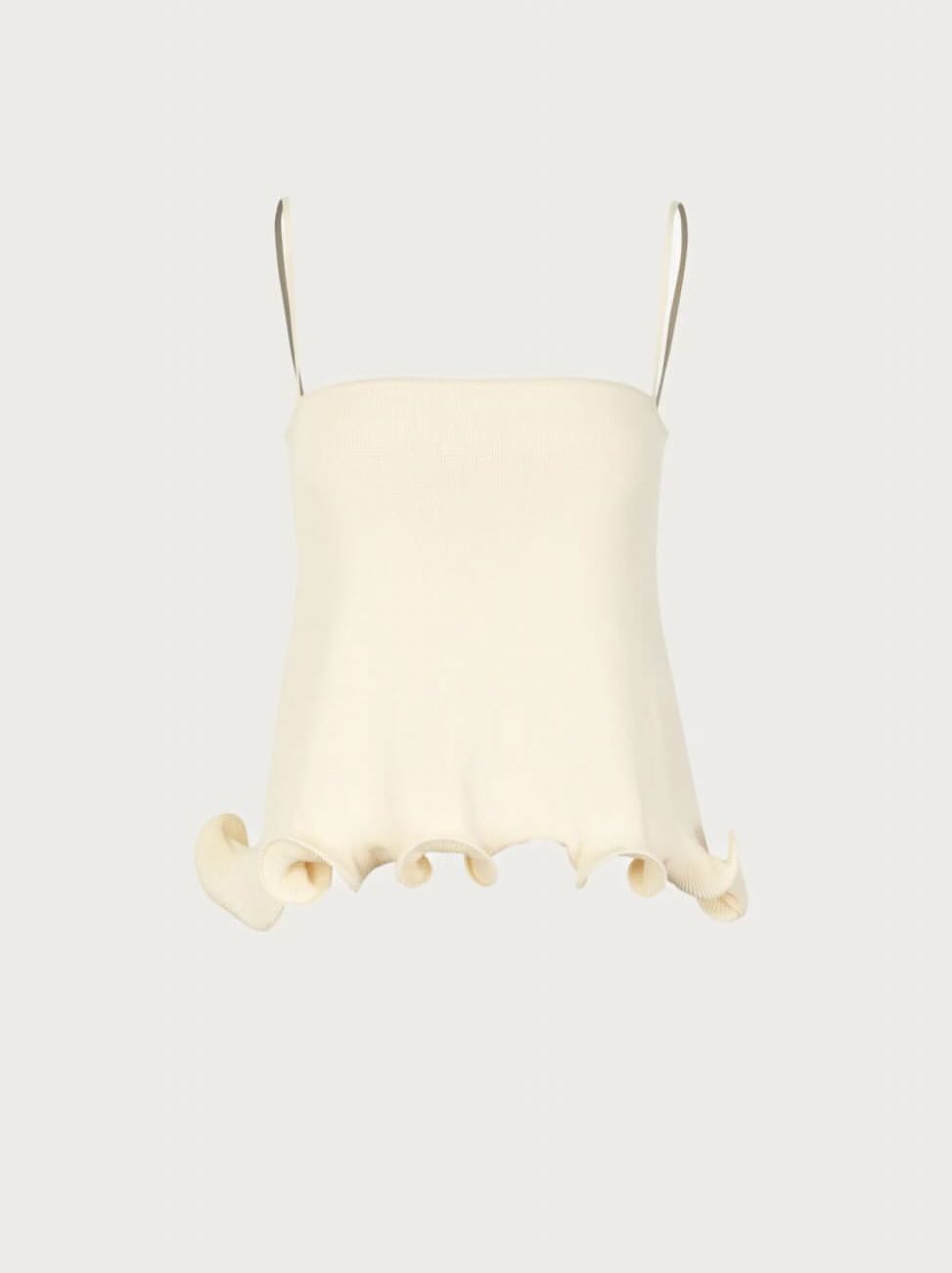 Cream Ruffle Hem Tank Top