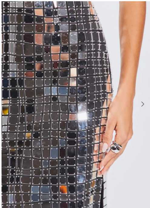 Silver Mirror Ball Strapless Maxi Dress